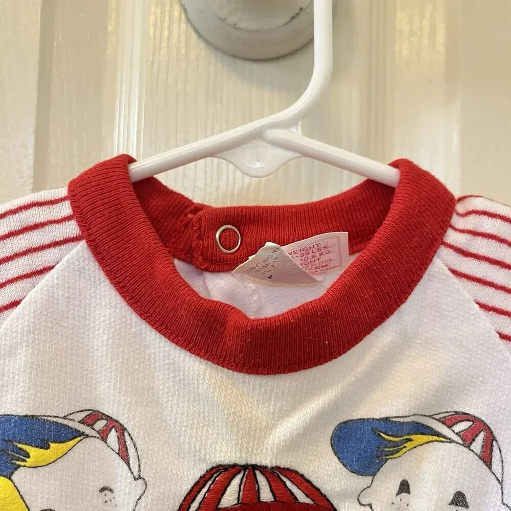 Vintage Buster Brown Baseball Jumpsuit Romper Applique USA Boys Size 12 Months